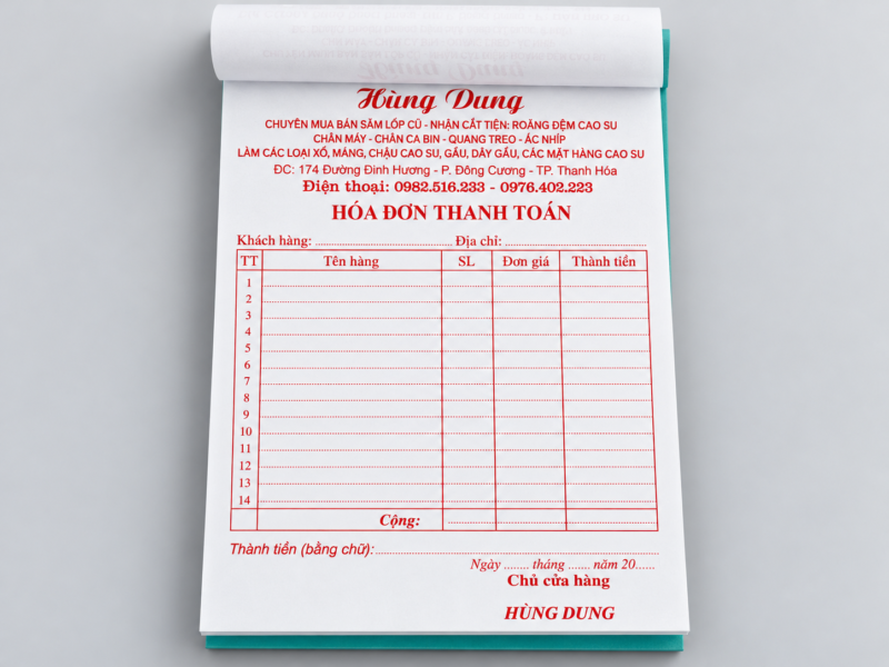 In Hoá Đơn - In Hoàng Gia Hà Nội, TPHCM