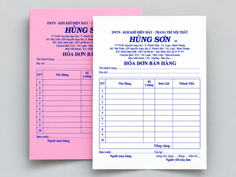 In Hoá Đơn - In Hoàng Gia Hà Nội, TPHCM