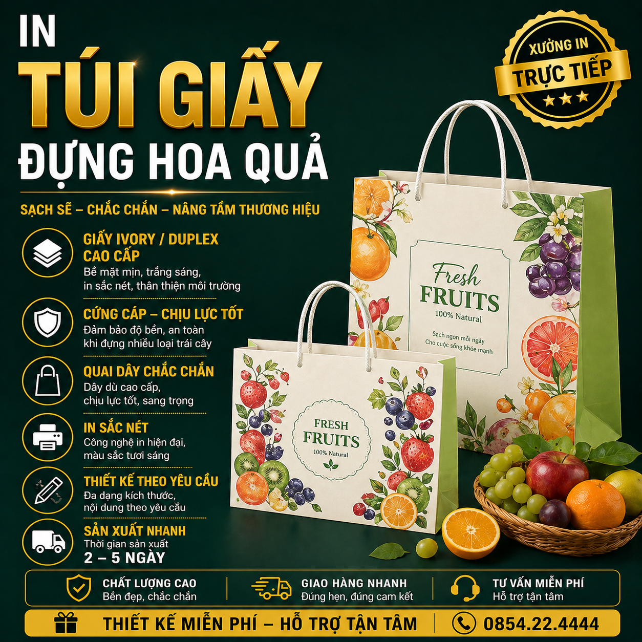 In túi giấy đựng hoa quả