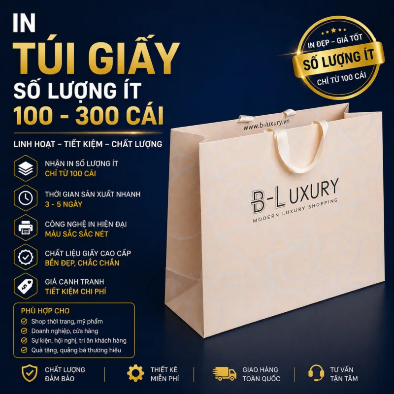 In Túi Giấy Số Lượng Ít 100 Cái - In Hoàng Gia Hà Nội