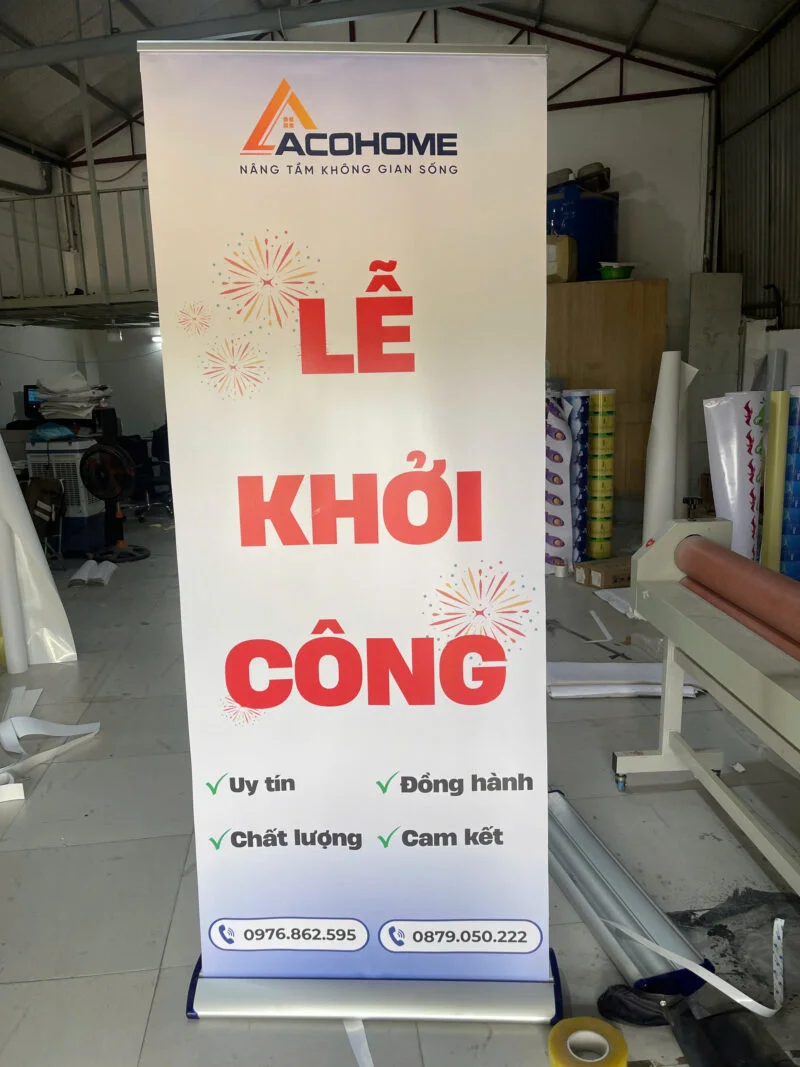 Standee Cuốn Hào Hoa Nhôm Cao Cấp 1 Mặt 80x200cm - In Hoàng Gia Hà Nội