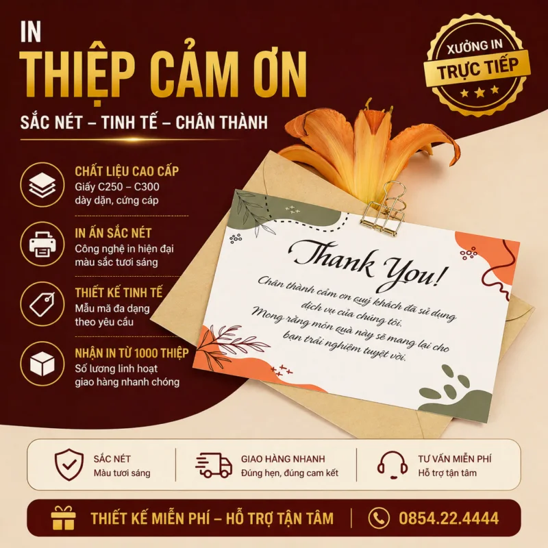 In Thiệp Cảm Ơn Tại Hà Nội & TPHCM - In Hoàng Gia Hà Nội