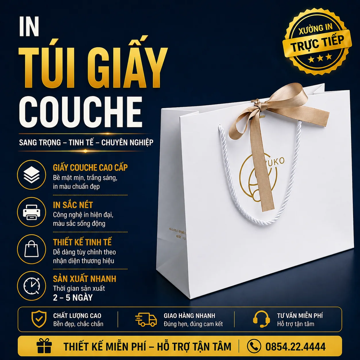 In Túi Giấy Couche Cao Cấp - In Hoàng Gia Hà Nội