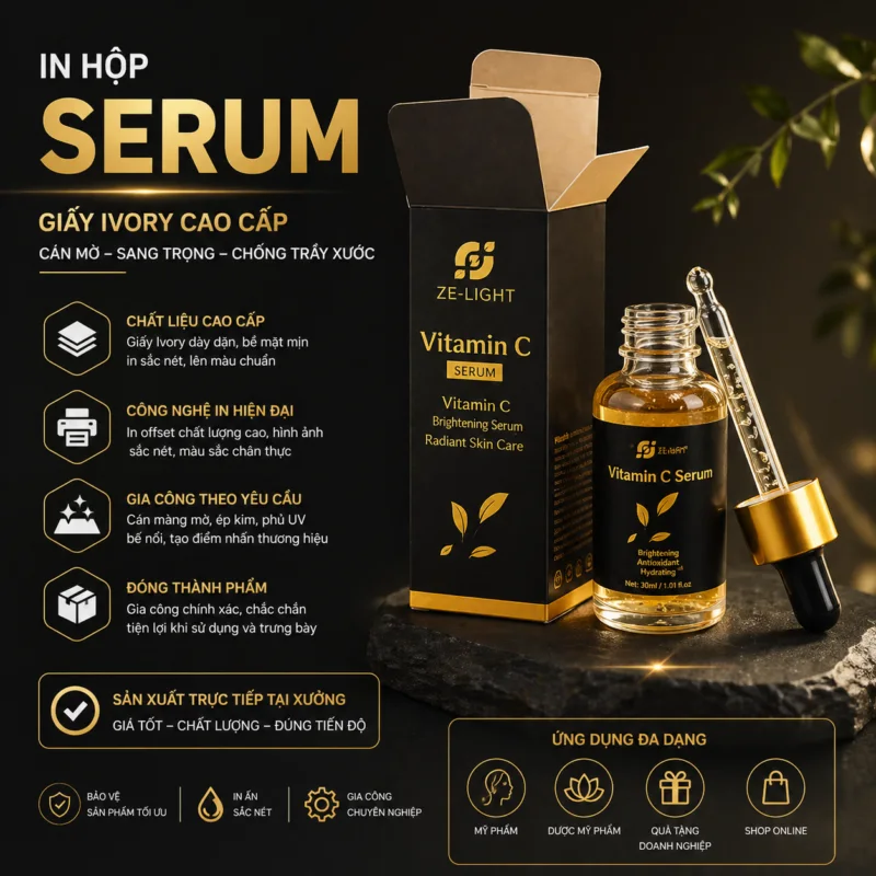 In Hộp Đựng Serum Giấy Ivory Siêu Đẹp - In Hoàng Gia Hà Nội