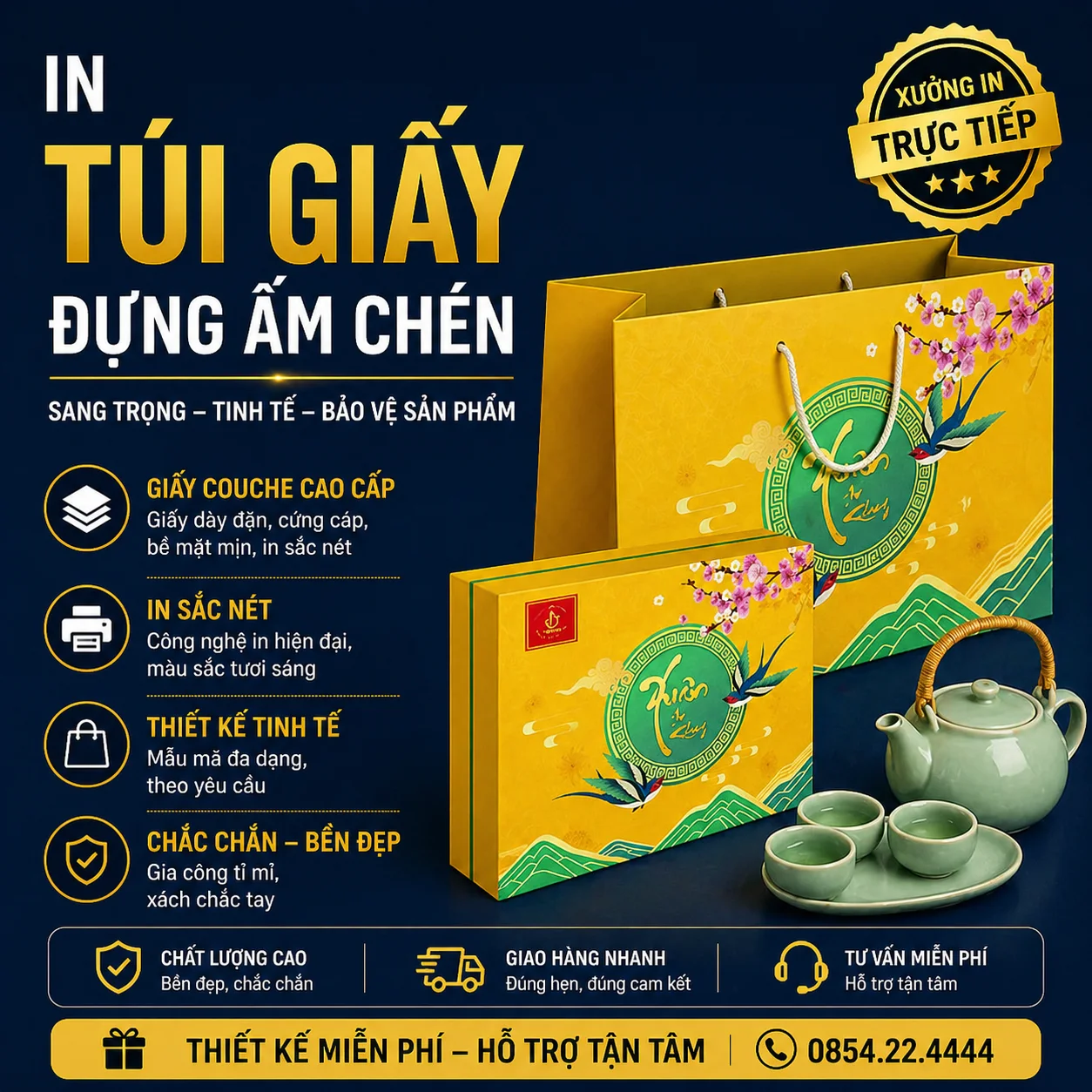 In Túi Giấy Đựng Ấm Chén - In Hoàng Gia Hà Nội