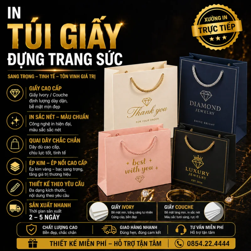 In Túi Giấy Đựng Trang Sức - In Hoàng Gia Hà Nội