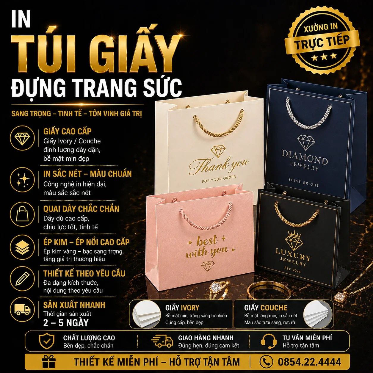 In Túi Giấy Đựng Trang Sức - In Hoàng Gia Hà Nội