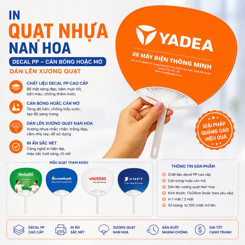 In Quạt Nhựa Cầm Tay Tại Hà Nội & TPHCM - In Hoàng Gia Hà Nội