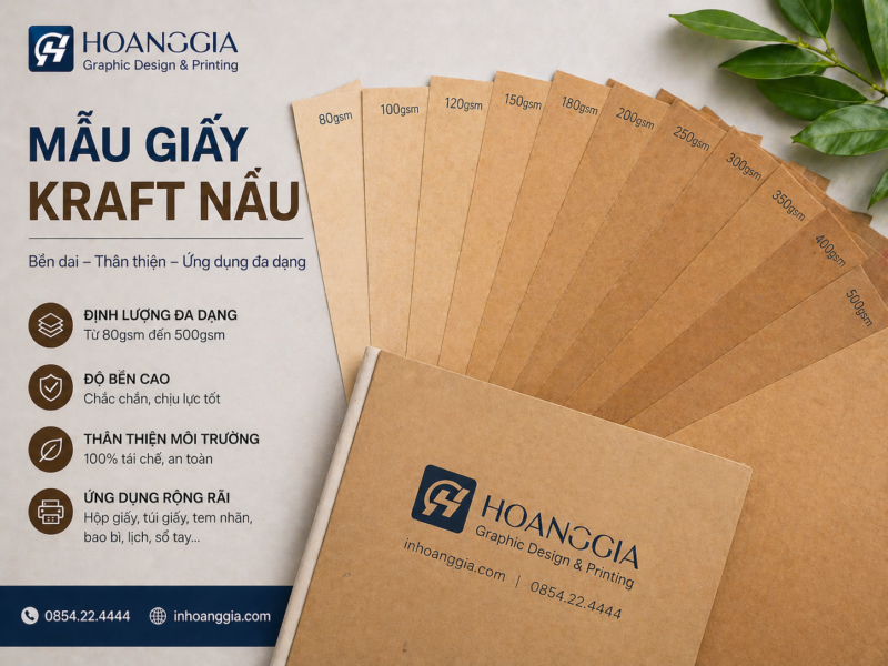 Mẫu giấy kraft NÂU tiêu chuẩn tại In Hoàng Gia