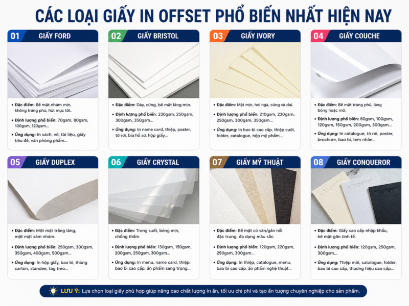 Các loại giấy in offset & kích thước giấy chuẩn