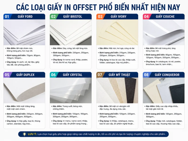 Các loại giấy in offset & kích thước giấy chuẩn - In Hoàng Gia Hà Nội