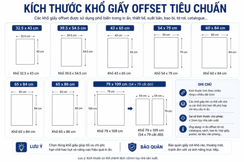 Kích thước khổ giấy offset tiêu chuẩn
