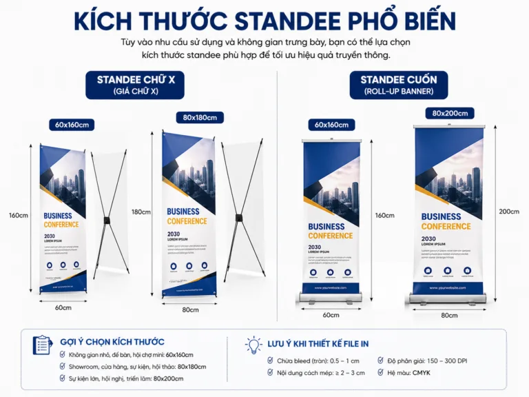Kích Thước Standee Phổ Biến Hiện Nay Và Cách Chọn Standee Phù Hợp - In Hoàng Gia Hà Nội