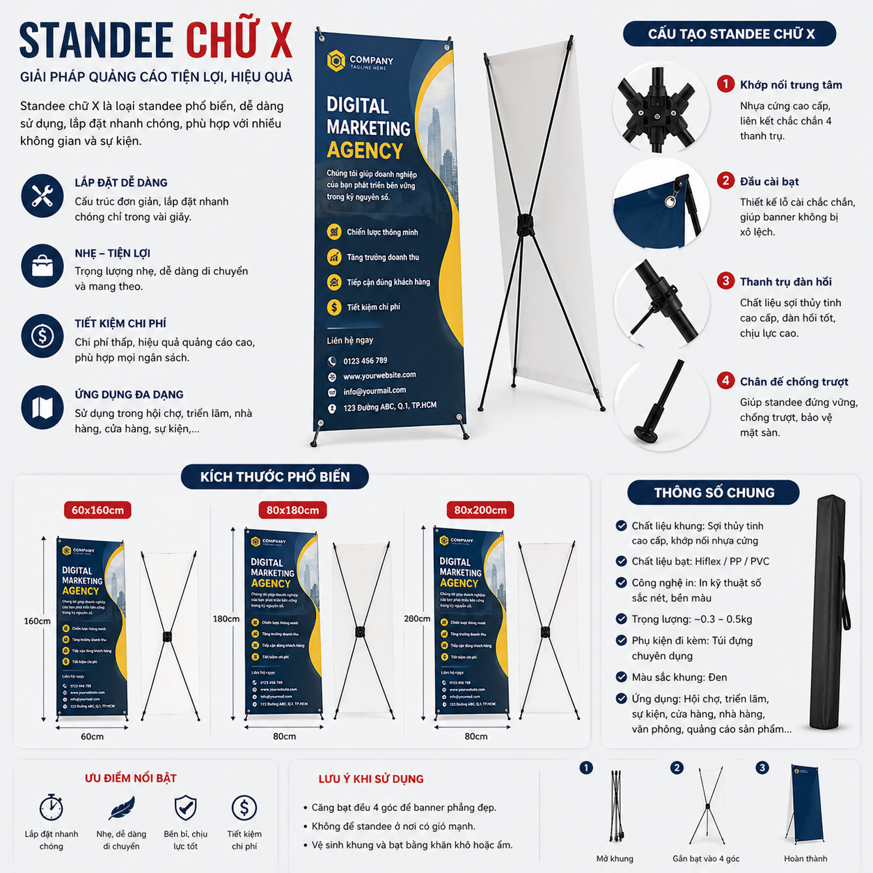 Kích thước standee phổ biến nhất trong in ấn 8 Standee chữ X
