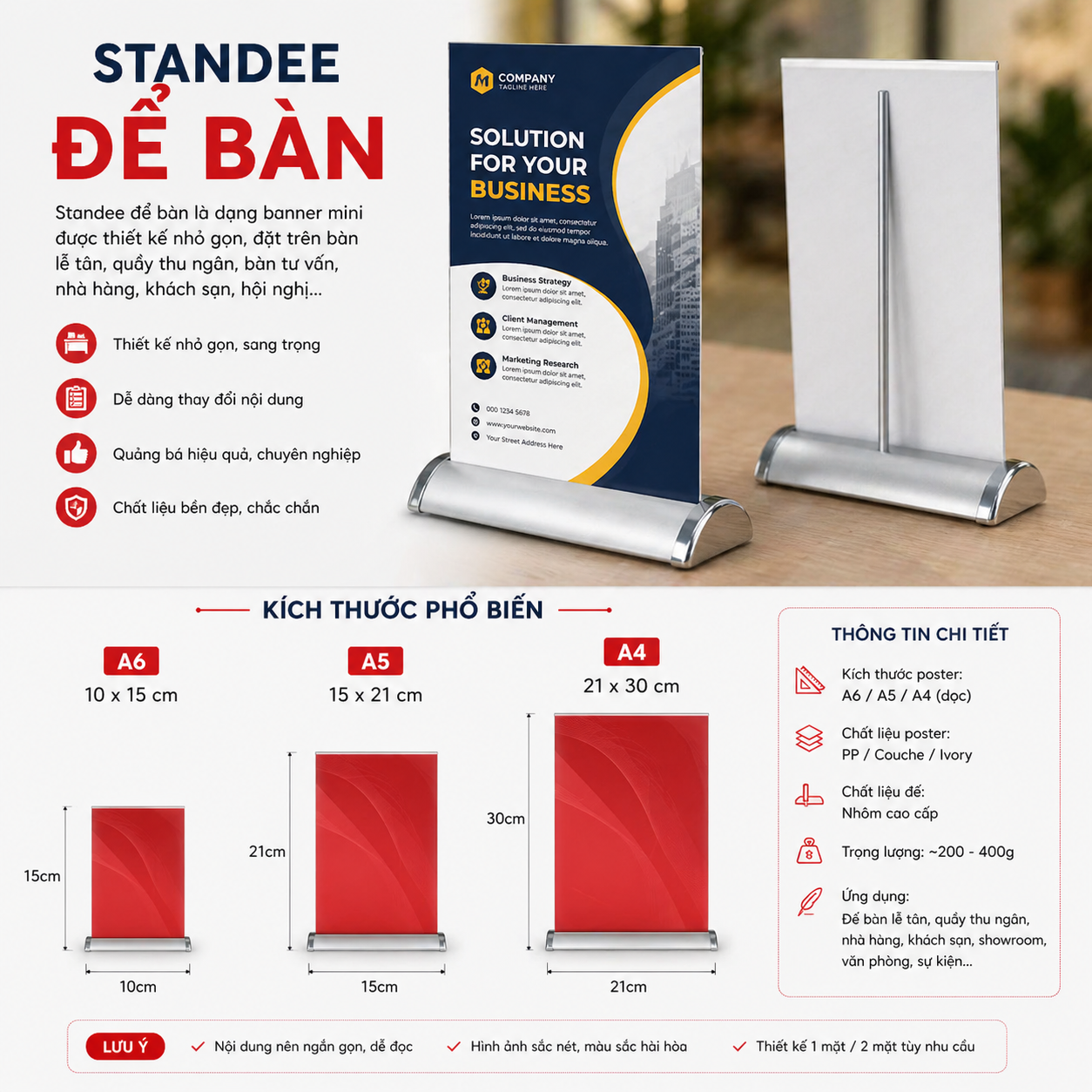 Kích thước standee phổ biến nhất trong in ấn 7 Standee để bàn