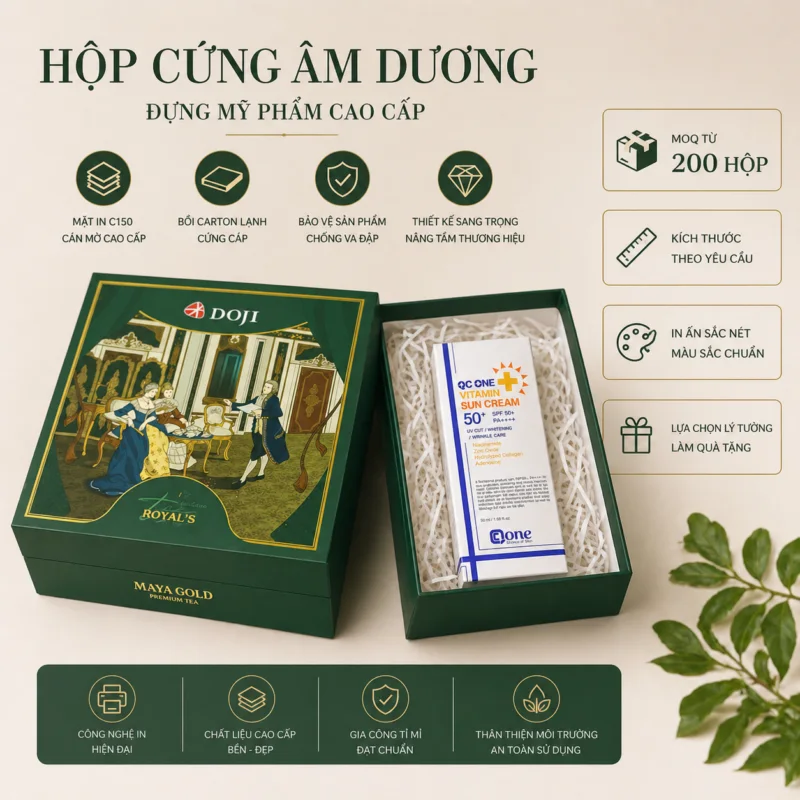 In Hộp Âm Dương Giấy C150 Bồi Carton Lạnh - In Hoàng Gia Hà Nội