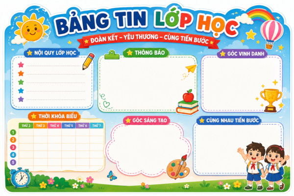 In bảng tin lớp học dán tường - In Hoàng Gia Hà Nội