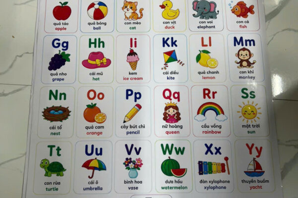 Bảng Học Chữ Cái Dán Tường - In Hoàng Gia Hà Nội