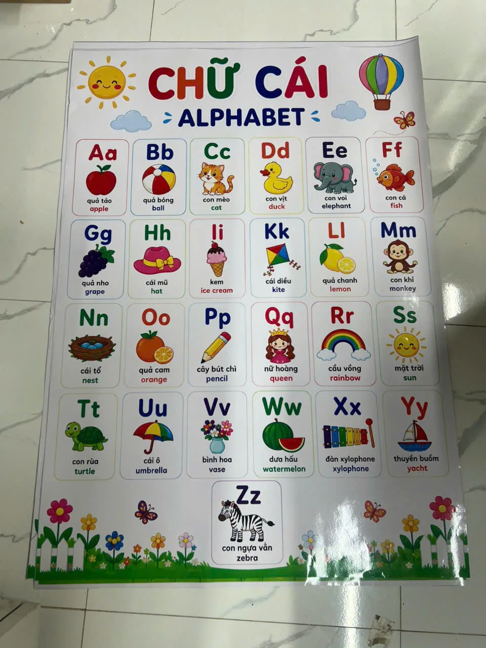 Bảng Học Chữ Cái Dán Tường